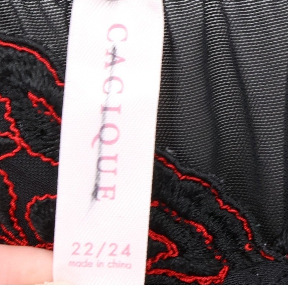 Cacique Mesh Y2K Babydoll Cami Top Womens Size 22/24 Black Red Gothic Sheer - Picture 4 of 8